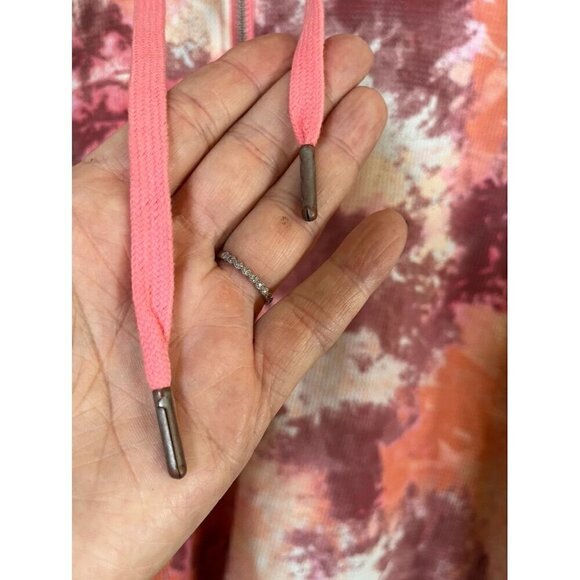 Logo Sweater Women L Pink Hoodie Tie Dye Active Sporty Yoga Feminine Boho 80s - Picture 5 of 12